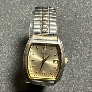 Embassy By Gruen Quartz Watch Two Tone Stretch Band Working